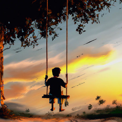 illustration d'un enfant sur une balançoire